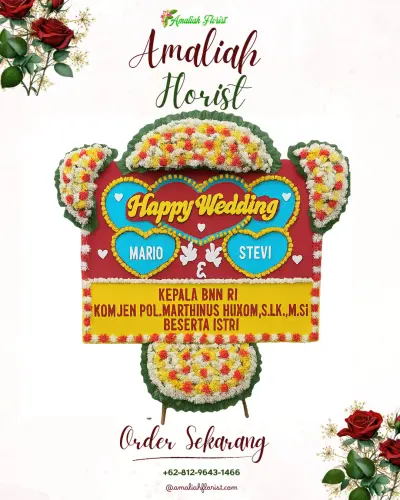 Karangan Papan Bunga Pernikahan di Widasari